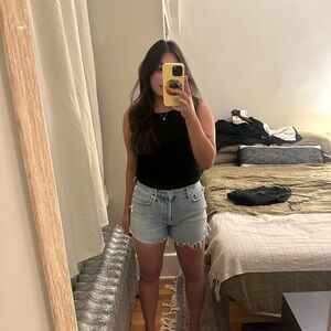 Light Blue Agolde Dee Denim Shorts